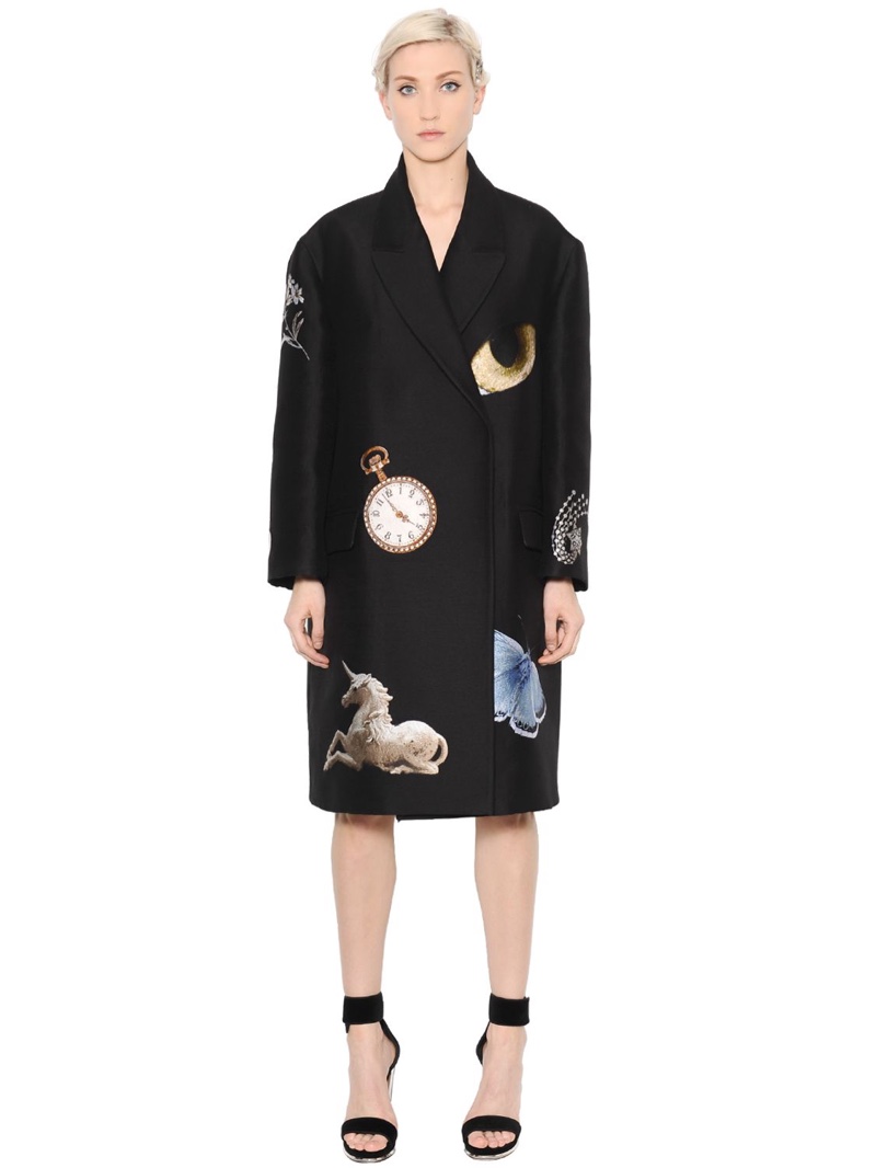 Alexander McQueen Surreal Silk & Wool Jacquard Coat