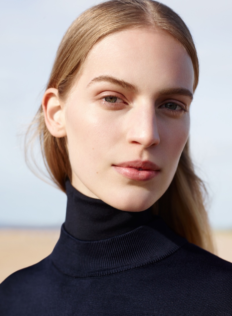 Vanessa Axente gets her closeup in a COS turtleneck for the brand's fall 2016 campaign