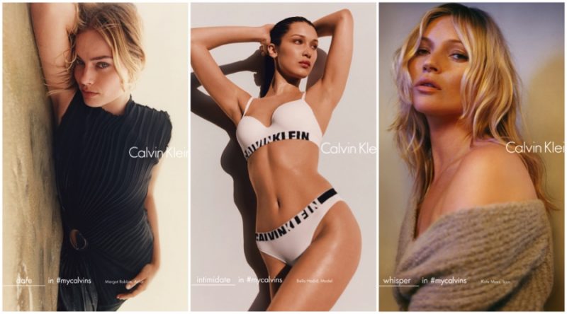 Calvin Klein Fall/Winter 2016 Campaign (Pictured Left to Right:) Margot Robbie, Bella Hadid and Kate Moss.