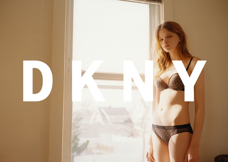 Stella Lucia wears DKNY lingerie in the brand's fall 2016 campaign