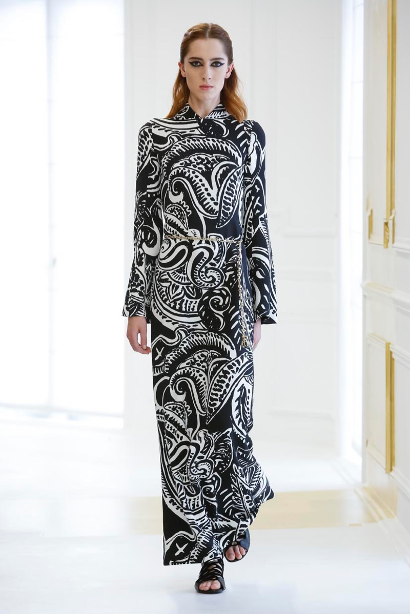 Dior Fall 2016 Haute Couture: Printed long-sleeve maxi dress