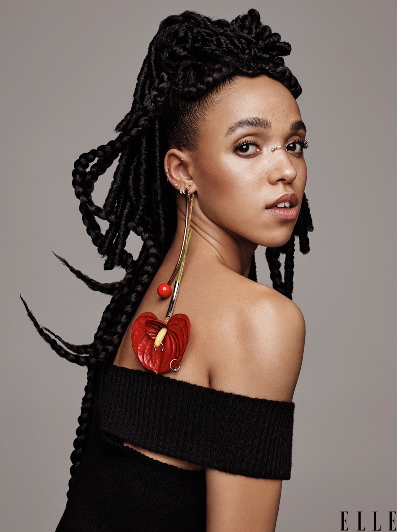 FKA Twigs shows off a braided hairstyle in the photo shoot