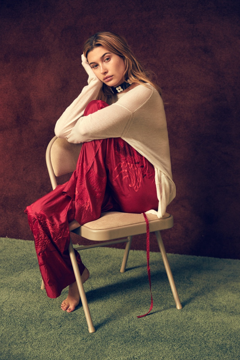 Hailey Baldwin poses for V Magazine online
