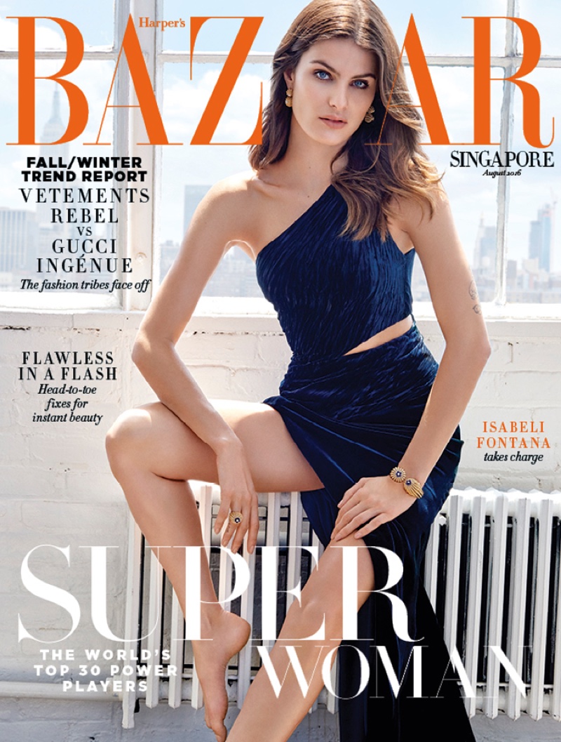 Isabeli Fontana on Harper’s Bazaar Singapore on August 2016 Cover
