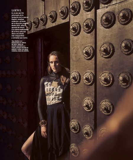 Karmen Pedaru Poses in the Best of Fall for Harper's Bazaar Spain