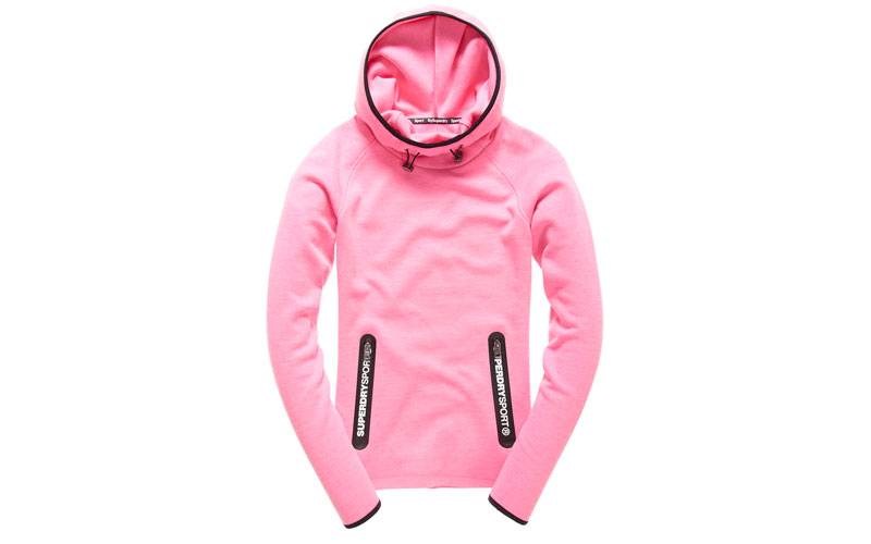 Superdry Gym Tech Cowl Hood in Neon Pink