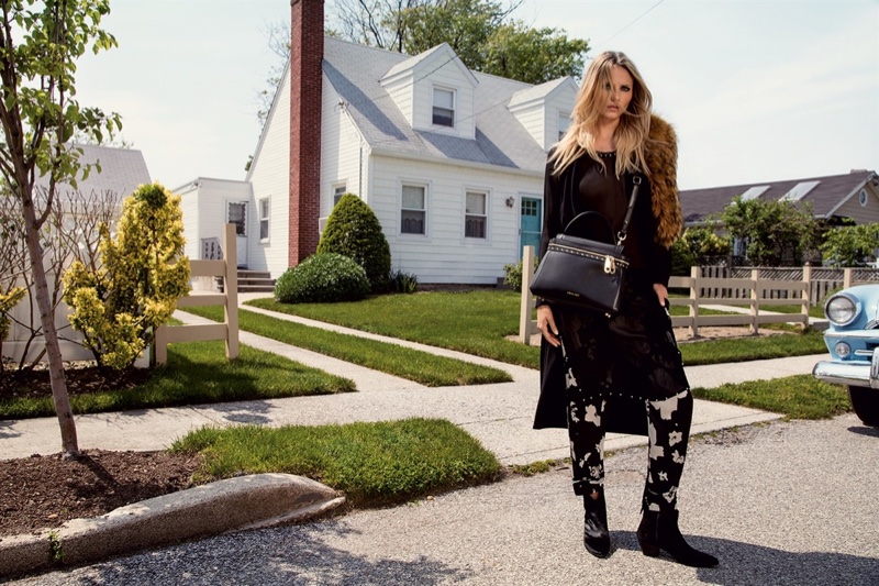 Natasha Poly wears layered ensemble in Twin-Set's fall 2016 advertisements