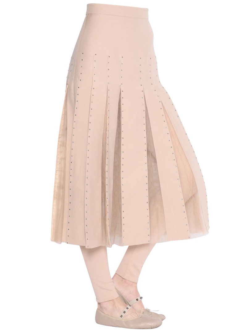 Valentino Embellished Crepe Couture Tulle Skirt