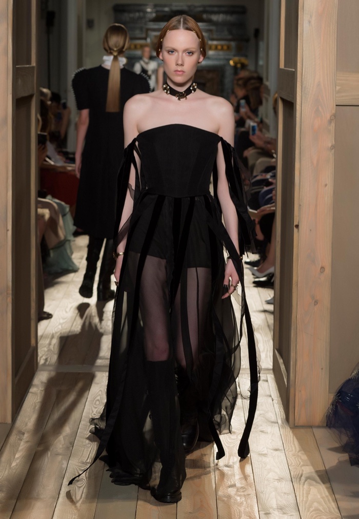 Valentino Haute Couture Fall 2016: Off the shoulder gown with sheer skirt