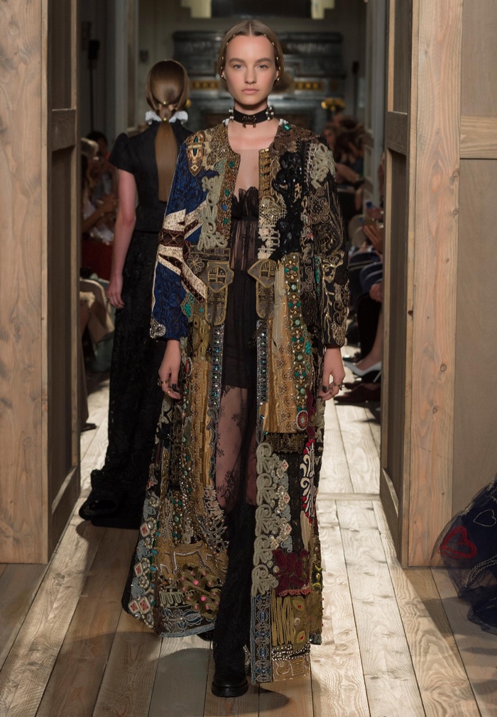 Valentino Haute Couture Fall 2016: Embroidered coat with sheer dress