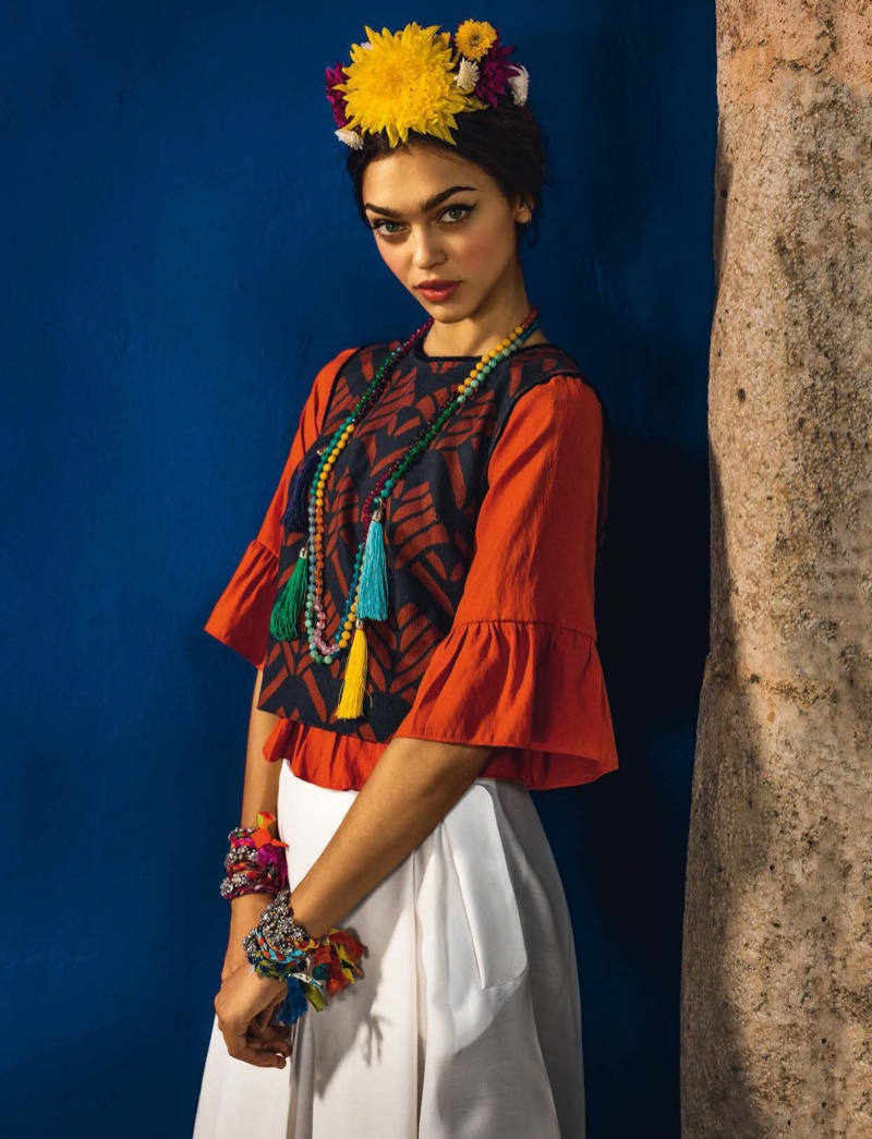 Zheyna Katava wears Mexican inspired folk style in the editorial