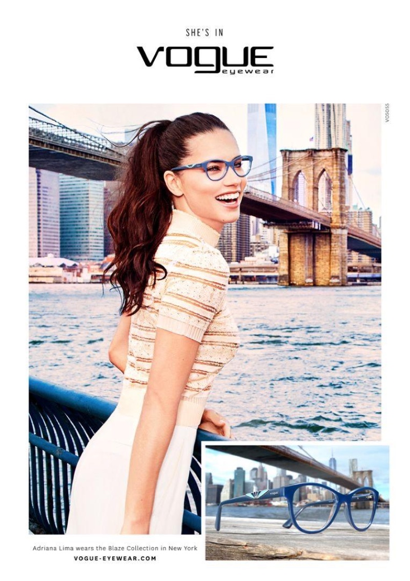 Adriana Lima poses in New York City for Vogue Eyewear