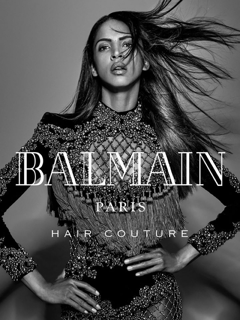 Sleek tresses featured in Balmain Hair Couture winter 2016 campaign