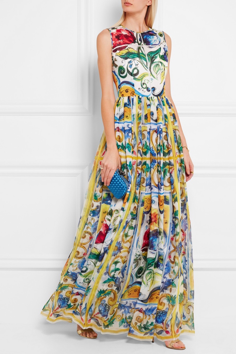 Dolce & Gabbana Printed Silk Gown