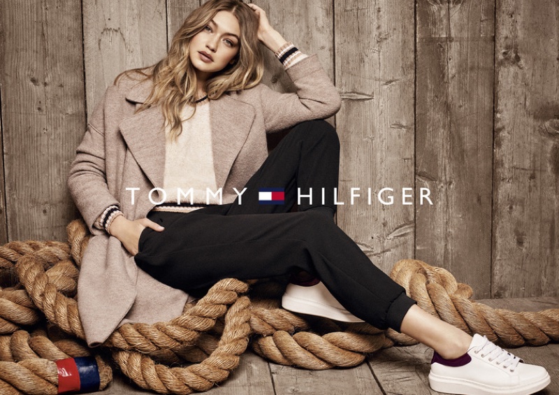 Gigi Hadid poses with nautical ropes in Tommy Hilfiger's fall campaign