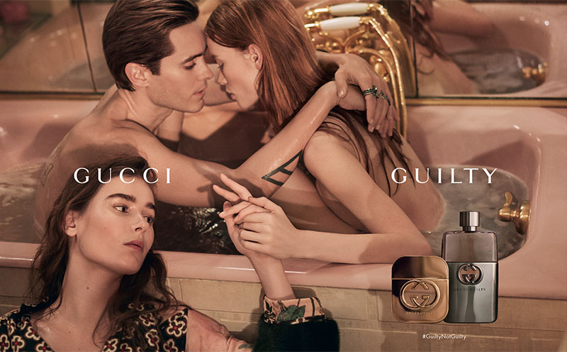 Gucci's Guilty fragrance gets a new look with actor Jared Leto and models Julia Hafstrom, Vera Van Erp