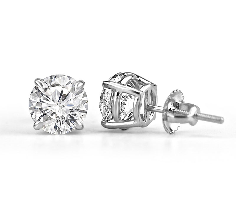 14k White Gold Diamond Studs