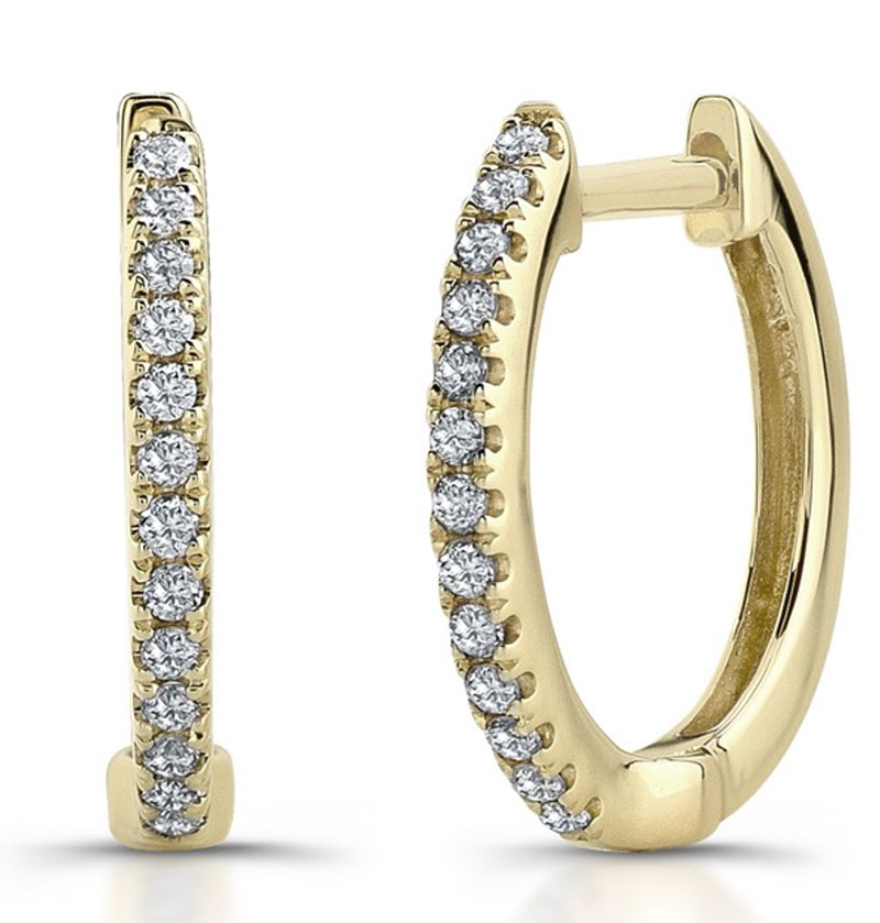 Yellow Gold Diamond Hoops