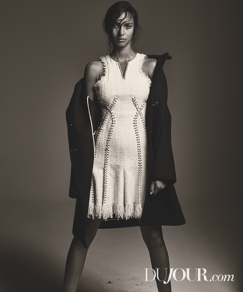 Lais Ribeiro stands strong in DKNY coat 