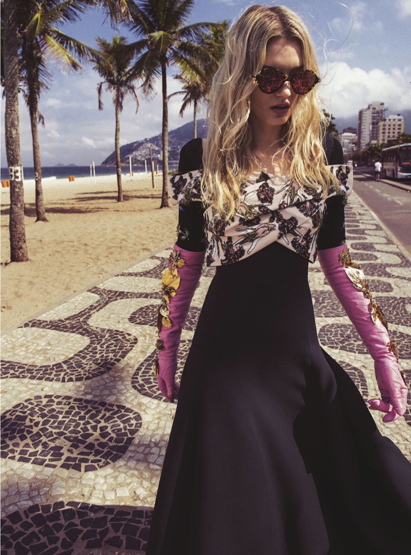 Lily Donaldson poses in Vogue Australia's September issue