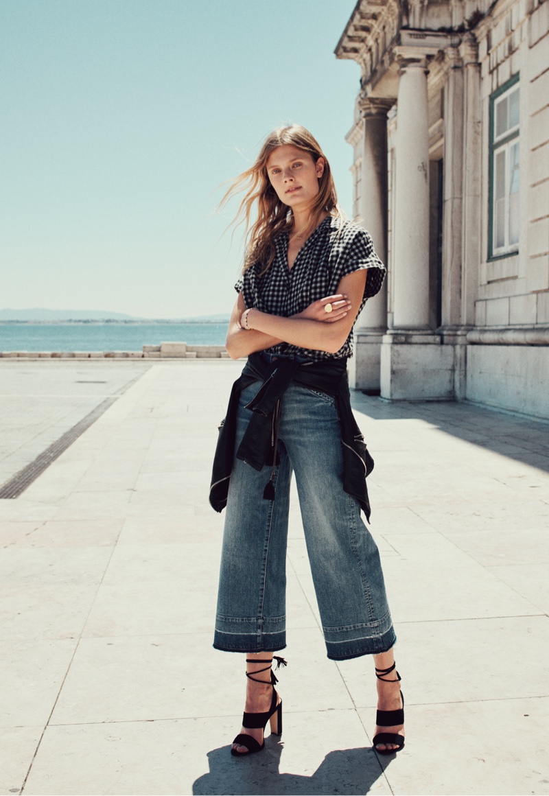 Madewell Central Shirt, Wide-Leg Crop Jeans and Octavia Tassel Sandal