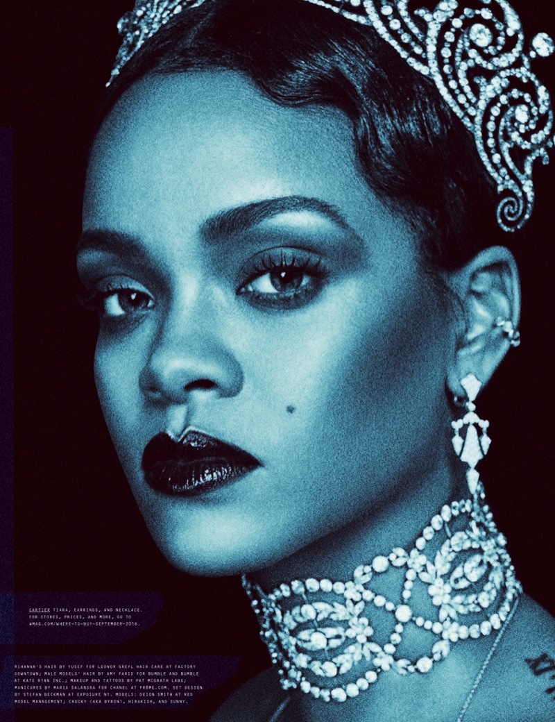 Rihanna sparkles in Cartier tiara, earrings and necklace