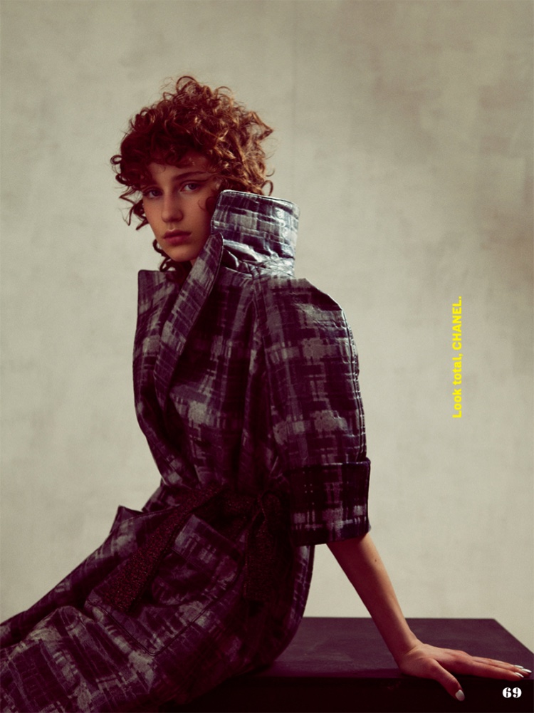 Sofia Tesmenitskaya bundles up in Chanel plaid coat