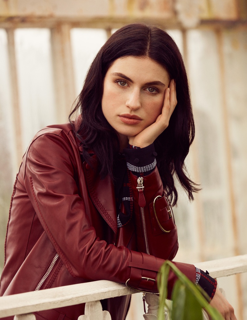 Tali Lennox wears Tod's red leather jacket