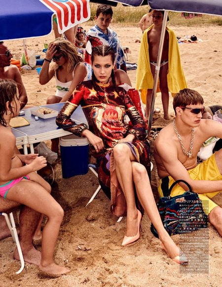 Bella Hadid Takes the Fall Collections to the Beach for Vogue Japan Spread
