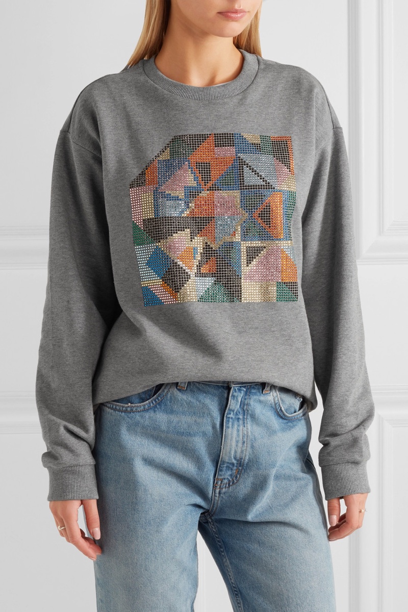 Christopher Kane Geometric Swarovski Crystal Embellished Jersey Sweatshirt