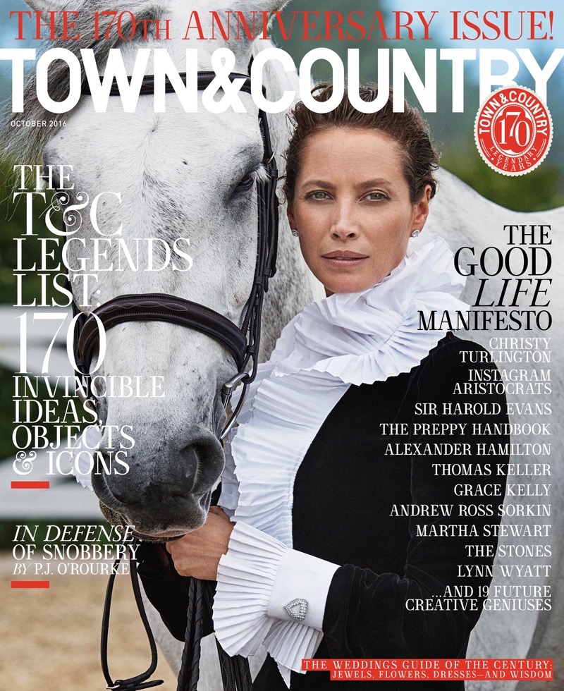 Christy Turlington on Town & Country Magazine October 2016 Cover