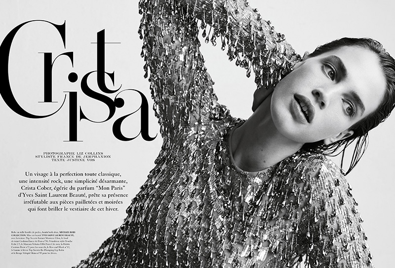 Crista Cober wears heavily embellished designs for the editorial