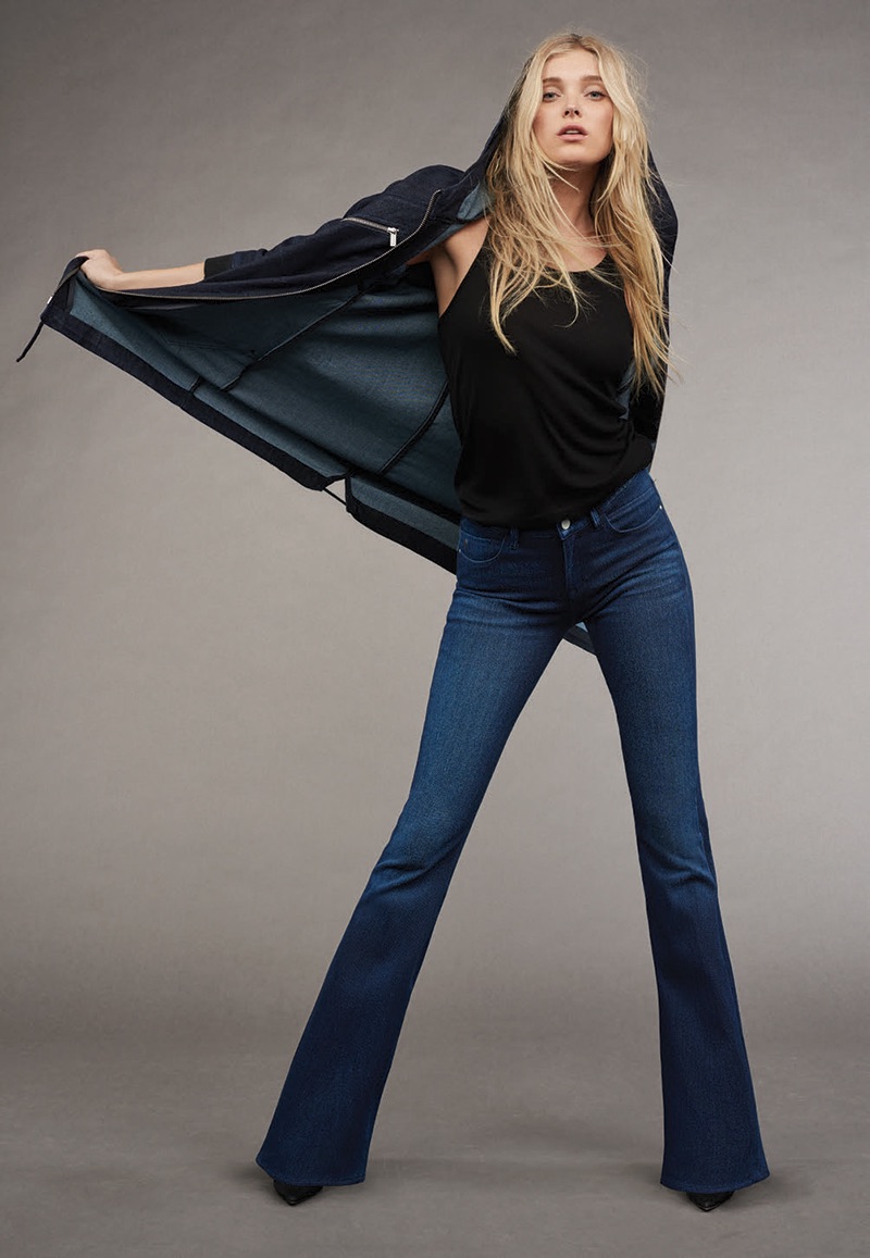 Elsa Hosk hits sharp lines in Mavi's Indigo Move denim.