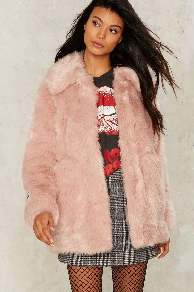 Jakke Tammy Faux Fur Pink Coat