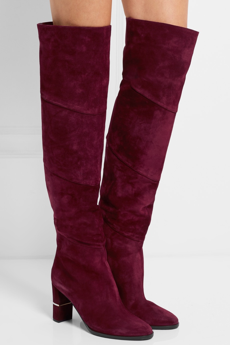 Jimmy Choo Maira Paneled Suede Over-the-Knee Boots