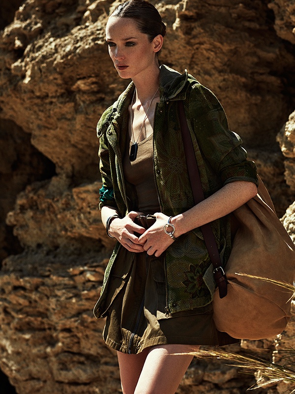 Carla Crombie sports shades of army green with Desigual parka, American Vintage shirt and Diesel skirt