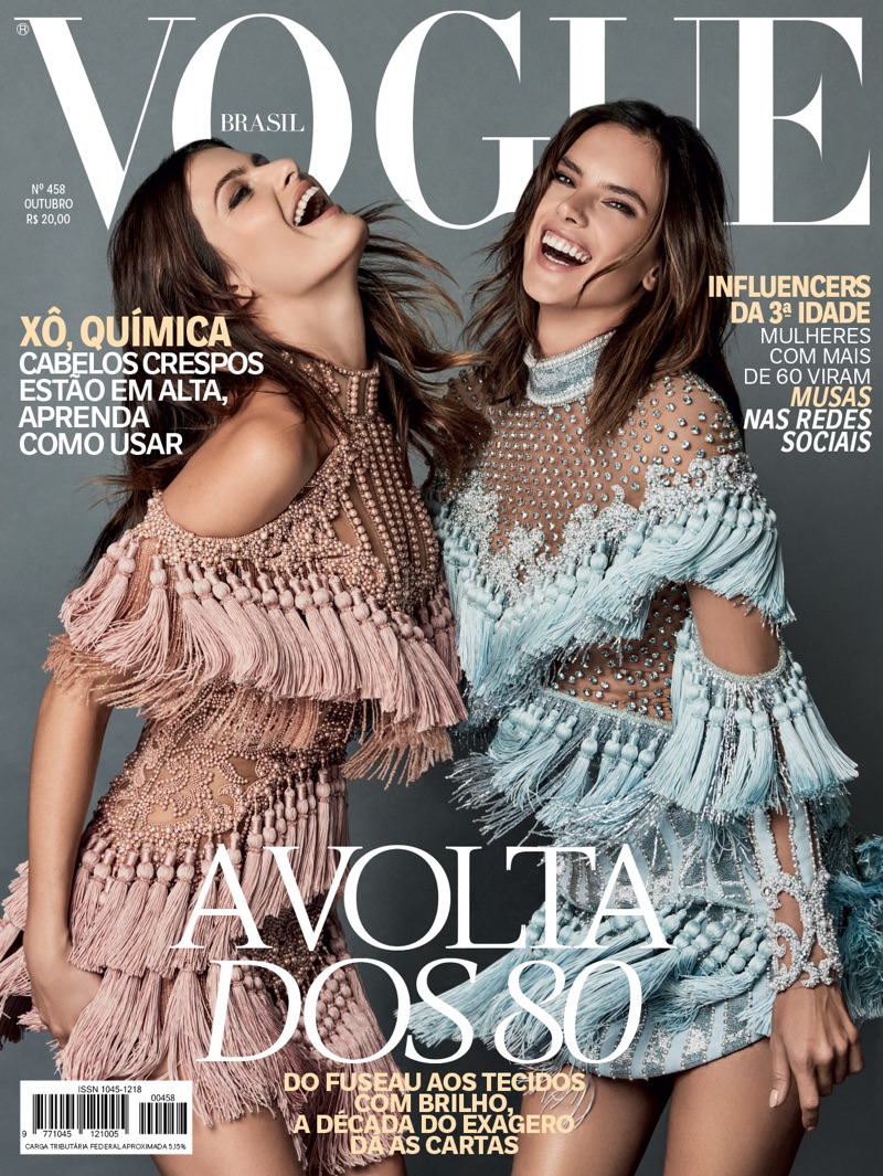 Isabeli Fontana and Alessandra Ambrosio cover the October 2016 issue of Vogue Brasil.