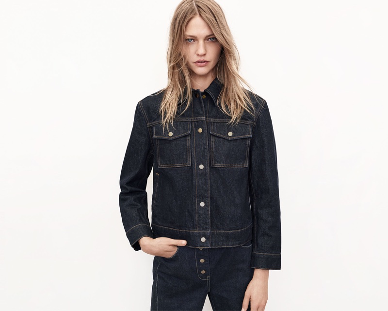 Zara Denim Jacket and High-Waisted Button Jeans