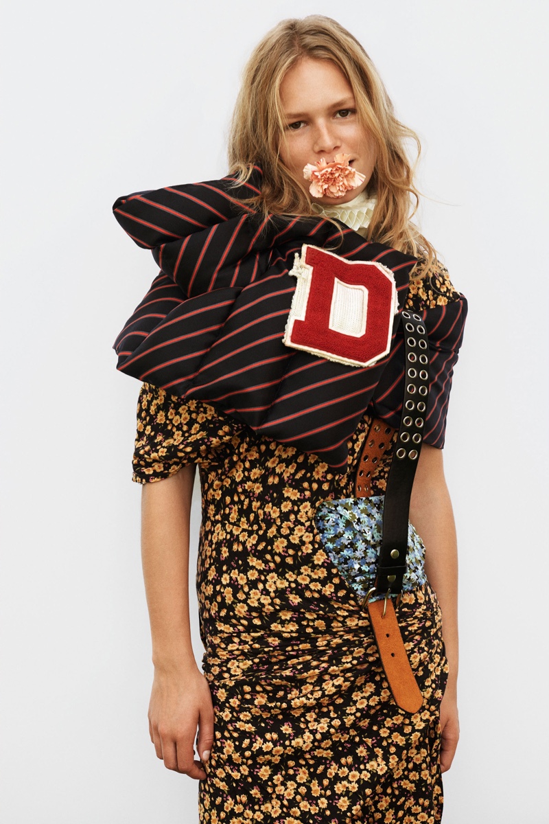 Model Anna Ewers layers up in colorful prints