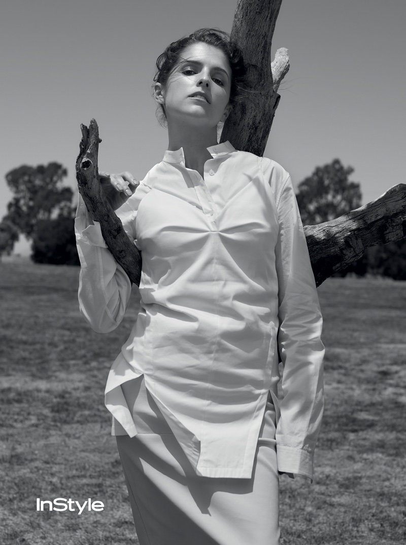 Actress Anna Kendrick keeps it casual in white shirt and skirt