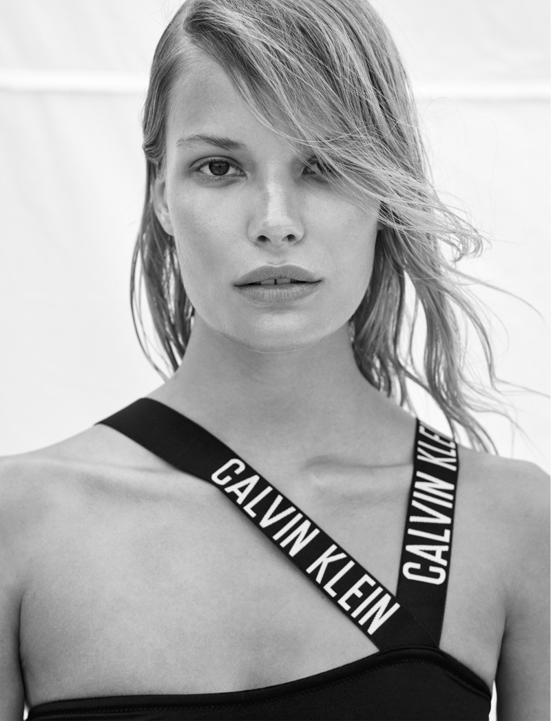 Alena Blohm wears Calvin Klein swimsuit