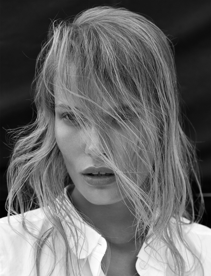 Alena Blohm wears Calvin Klein shirt