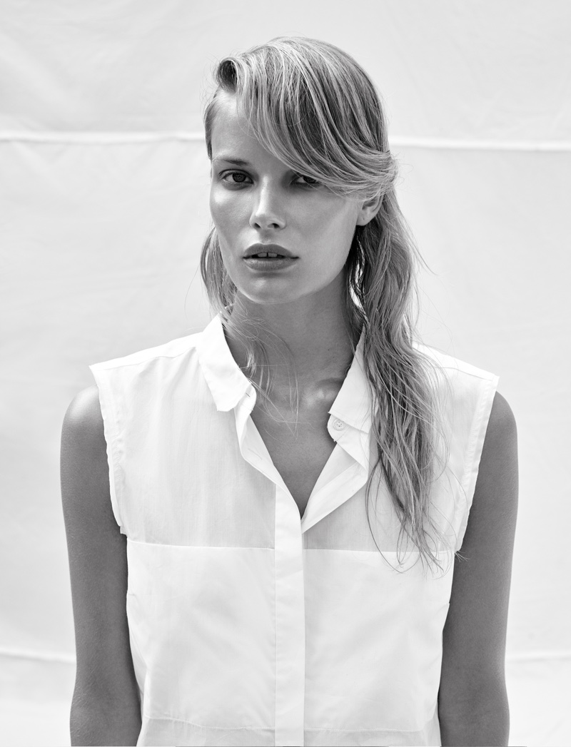 Alena Blohm wears Calvin Klein shirt