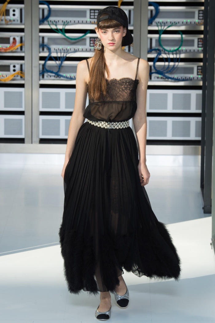 Chanel Pleated Lace Maxi Skirt