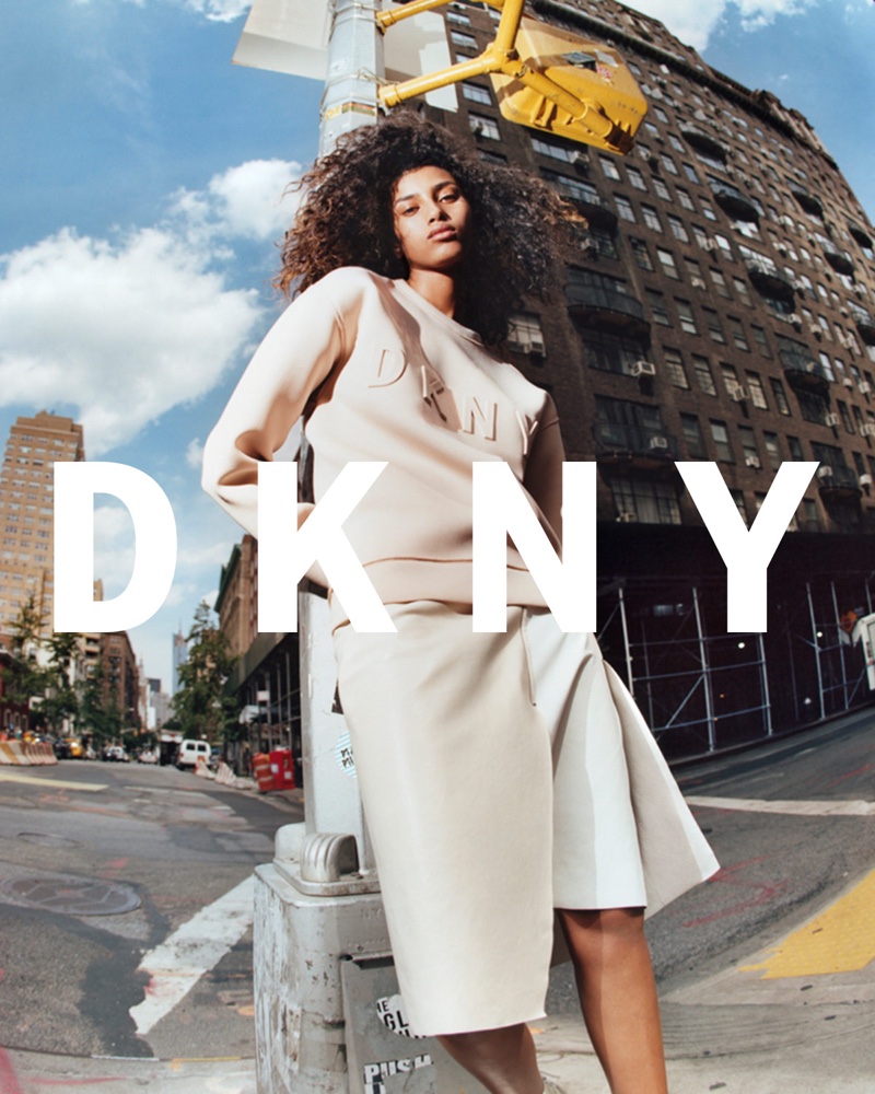 Imaan Hammam looks pretty in pink for DKNY's pre-spring 2016 campaign