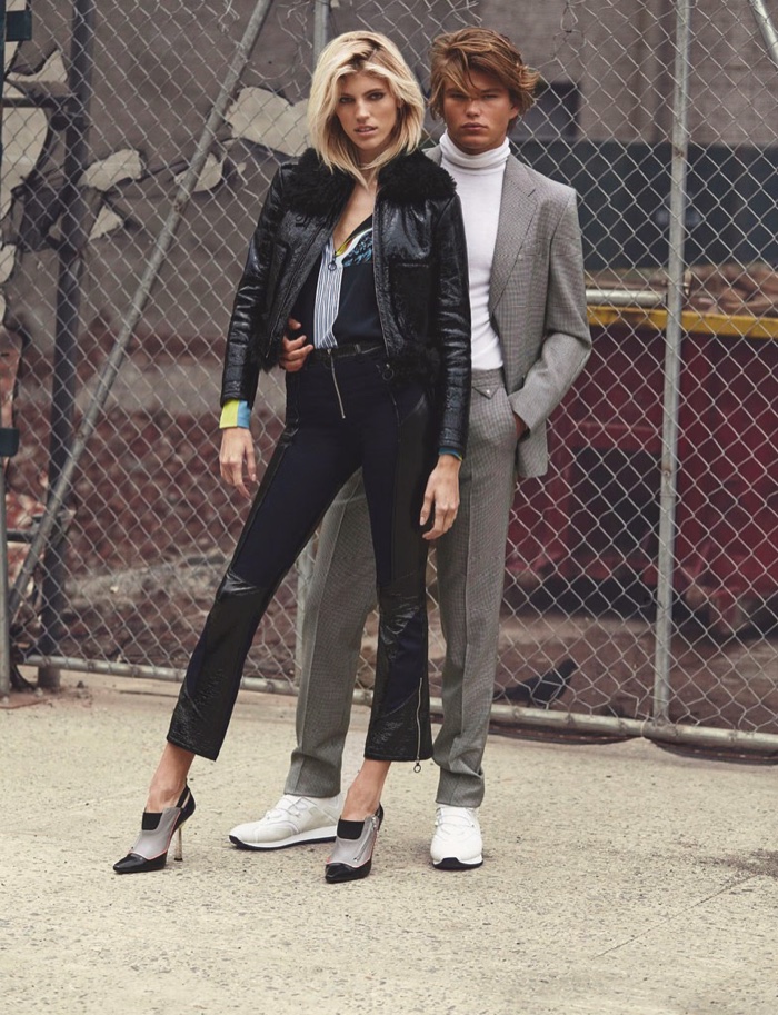 Devon Windsor serves some attitude in Versace jacket, top and pants