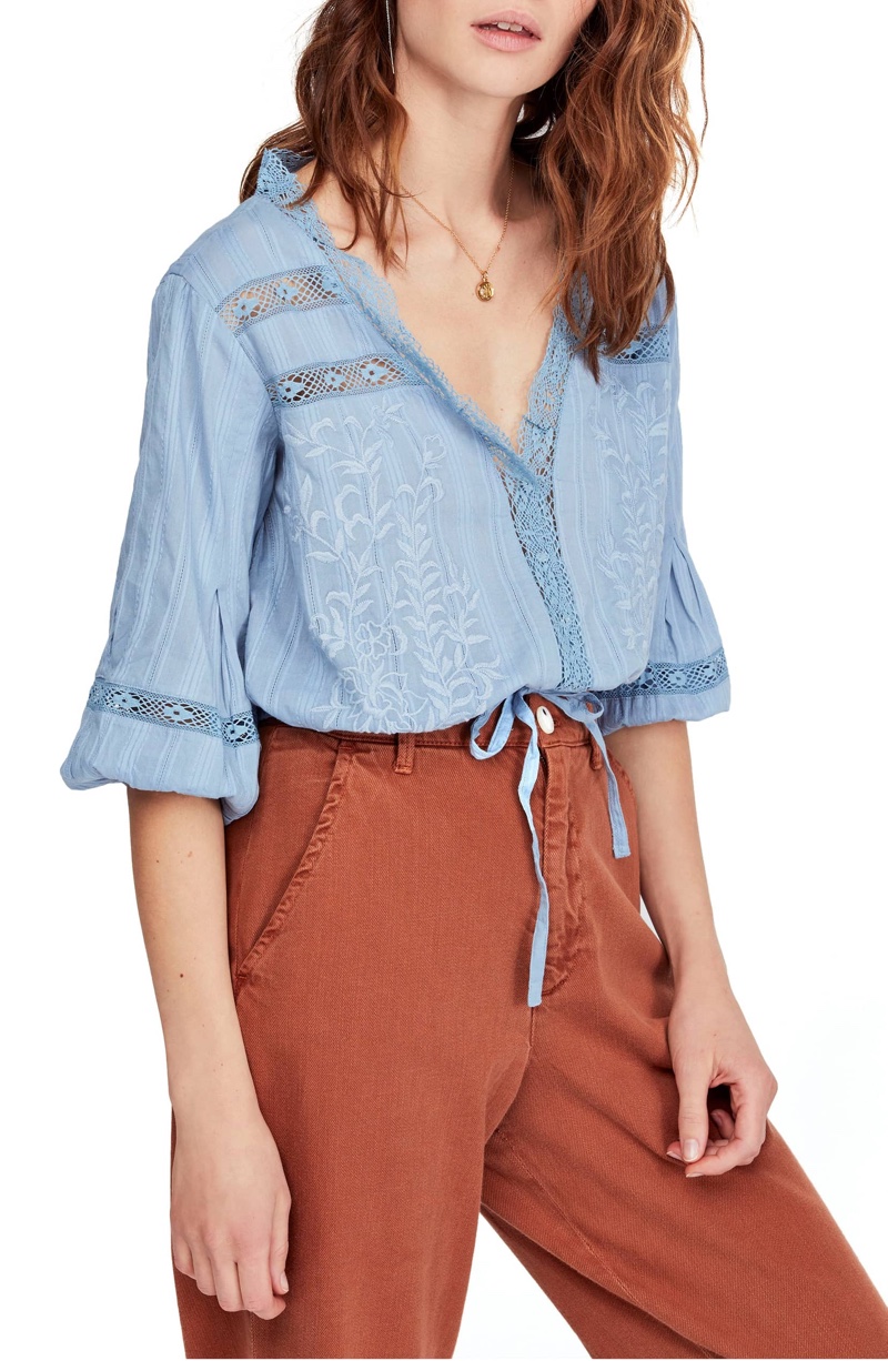 Free People Follow Your Heart Top in Blue $68