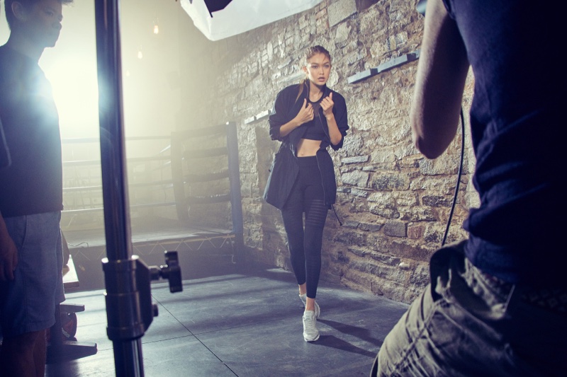 Gigi Hadid behind the scenes in Reebok #PerfectNever campaign