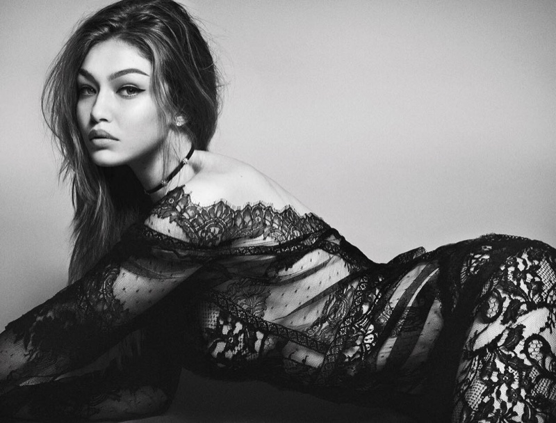 Gigi Hadid poses in lingerie inspired looks for the fashion editorial