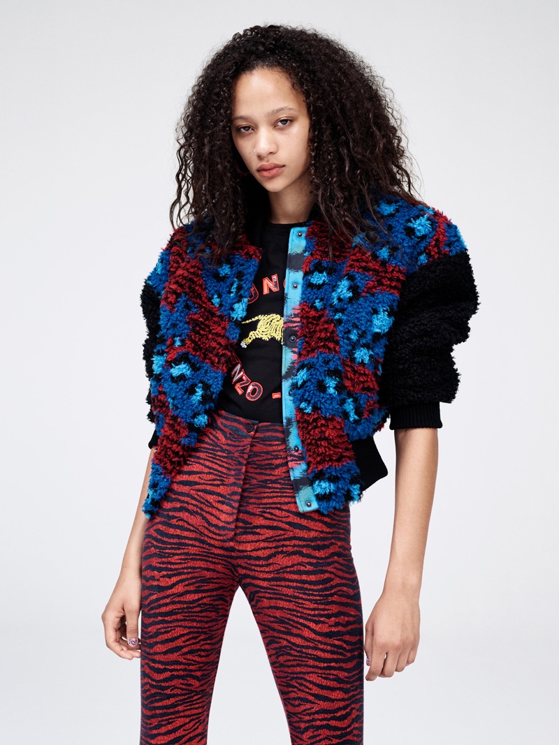 Kenzo x H&M Lookbook: Embellished bomber jacket, t-shirt and high-waist pants